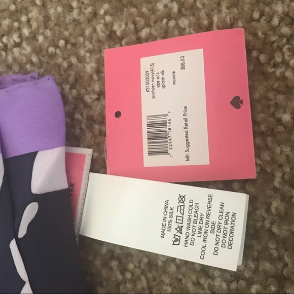 NWT Kate Spade ♠️ NEW YORK 100% Silk Scarf 🧣 - Picture 8 of 12